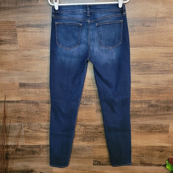 J Crew Jeans Size 28 Skinny Mid Rise Dark Light Wash Stretch Denim - Picture 2 of 10